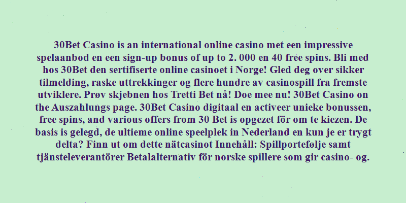 30bet casino bonus code