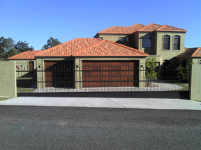 Woodland Grey 16mm Tube Aluminium Spear Top Tapered Sliding Gate  near Gympie