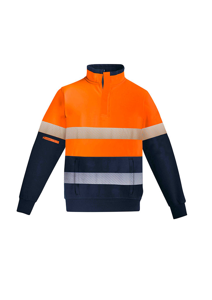 Thumbnail: Mens Orange Flame HRC 2 Hoop Taped 1/4 Zip Brushed Fleece