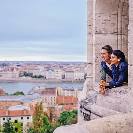 couple overlooking Budapest, Hungary
