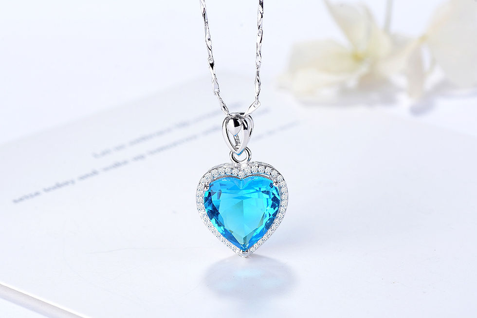 Thumbnail: 925 Sterling Silver Aqua Heart Pendant