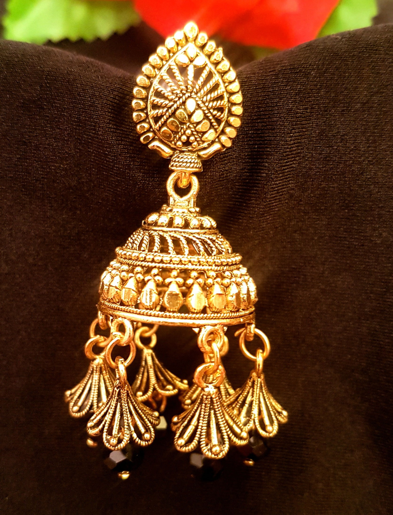 Traditional Golden Oxidized Antique Earrings