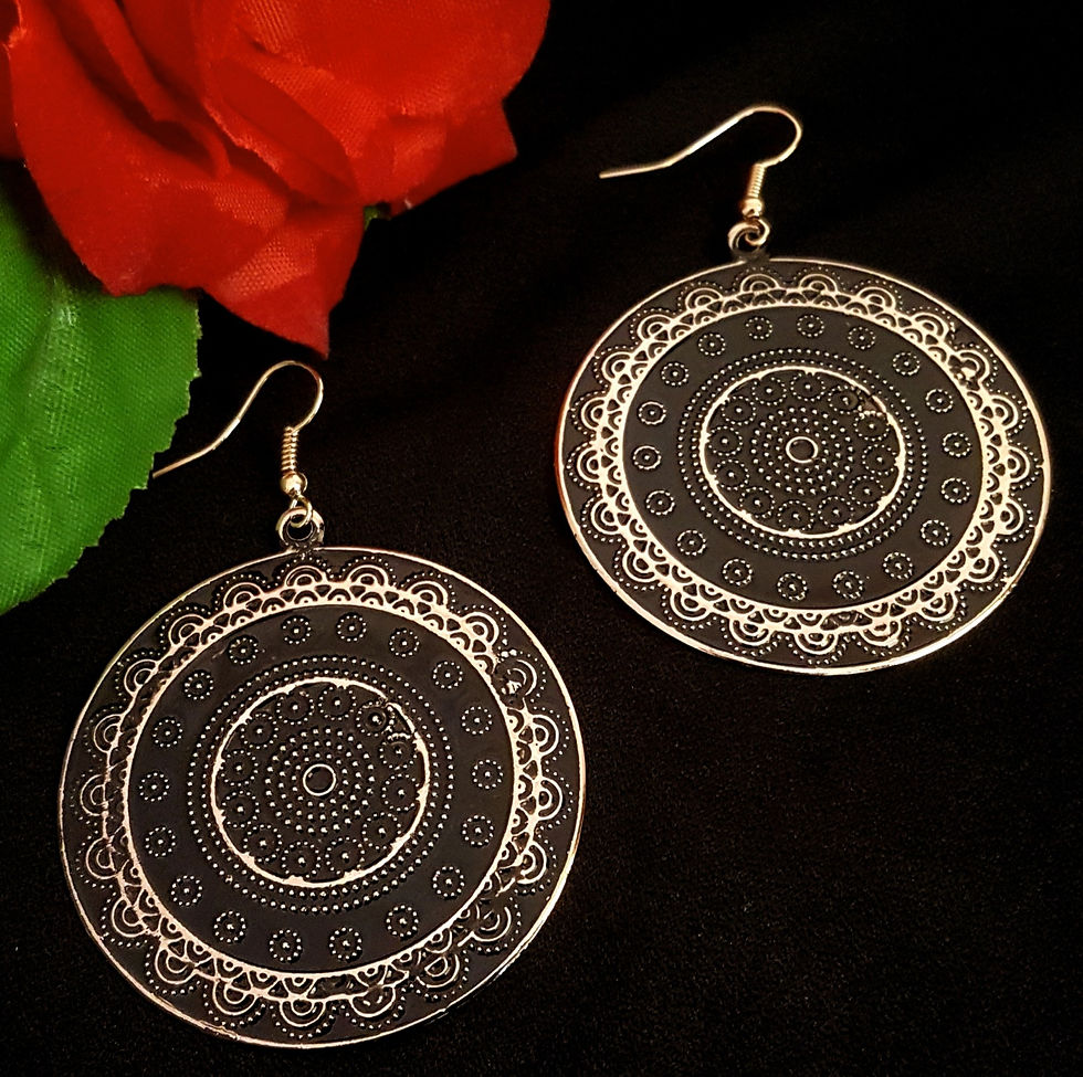 Thumbnail: Golden Oxidized Hand Crafted Light Weight Earrings