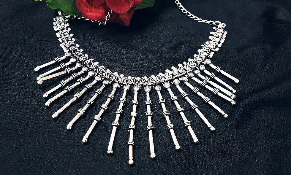 Thumbnail: Oxidized Silver Choker Necklace