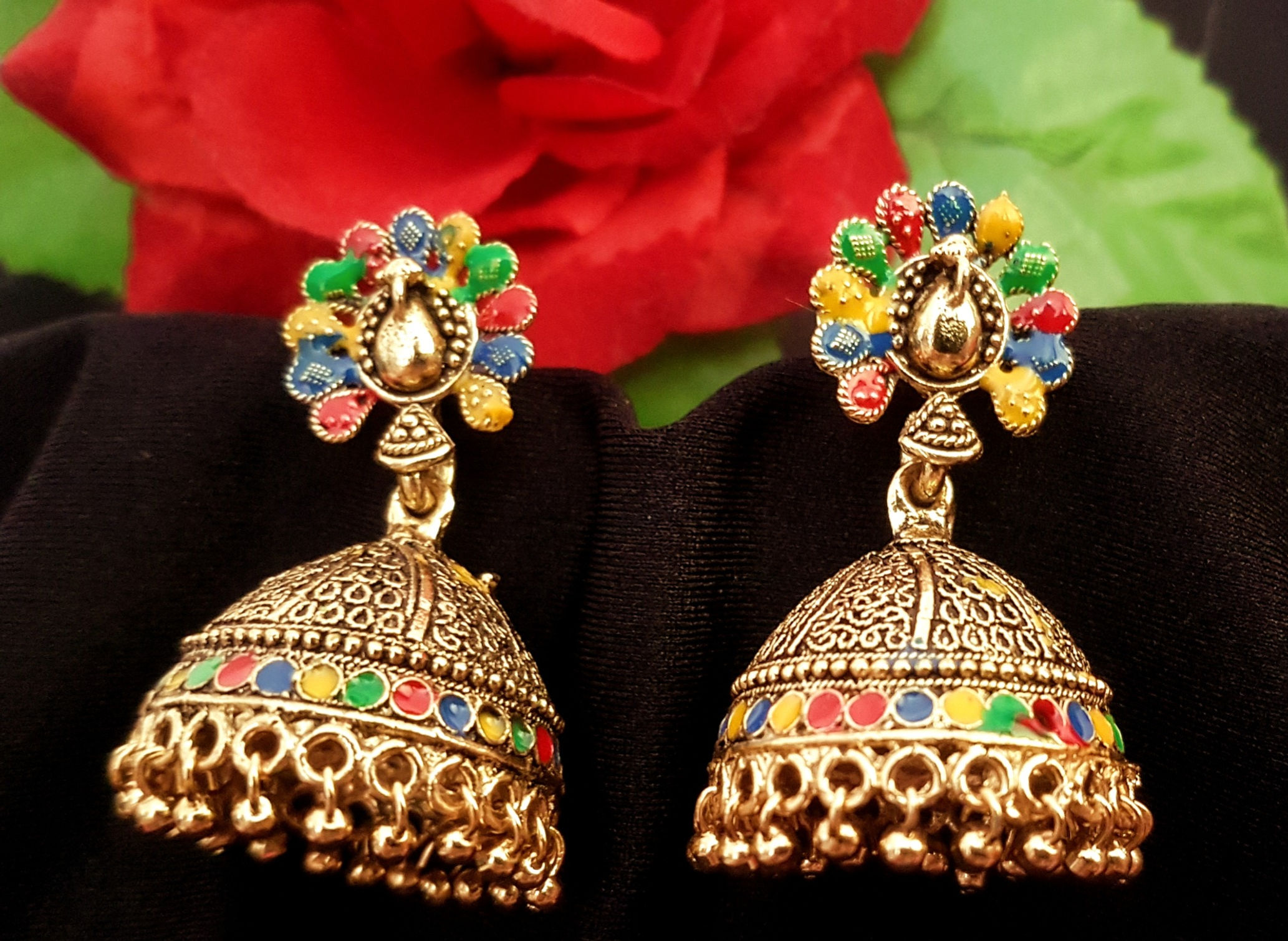Antique Peacock Oxidized Designer Earrings