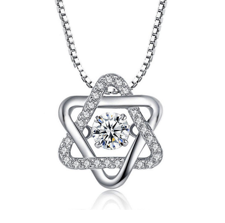 Thumbnail: 925 Sterling Silver Sparkling Hexagon Pendant