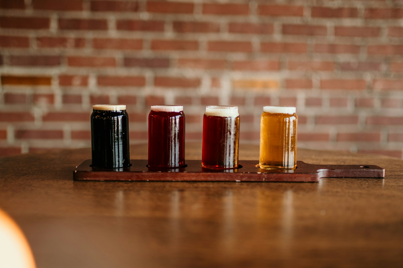 A flight of craft beer at New River Brewing