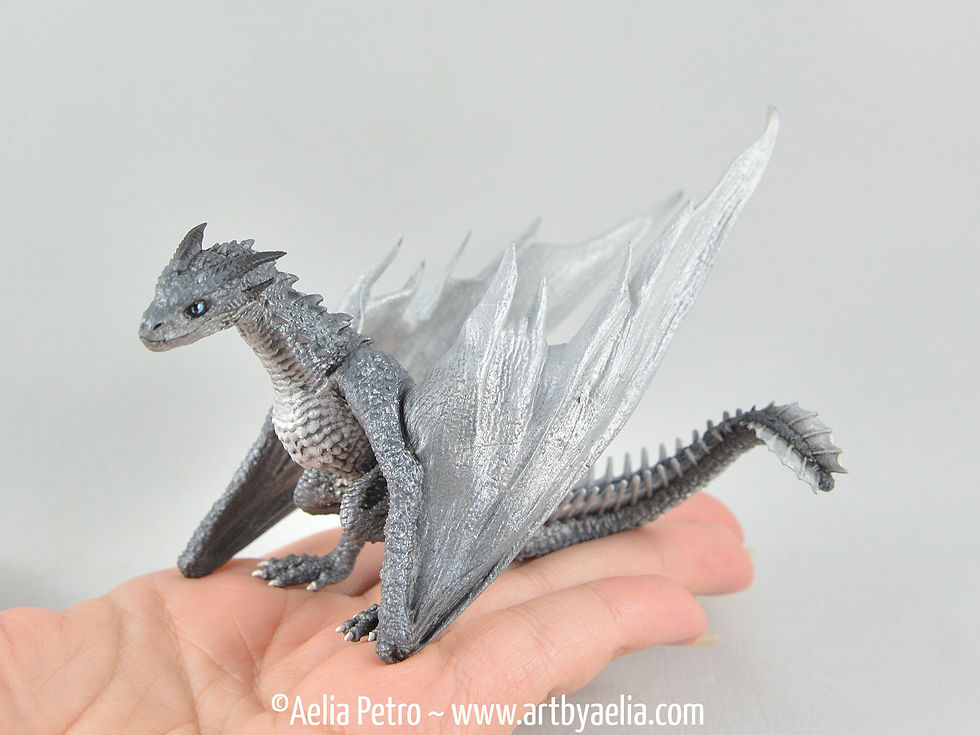 Realistic Wyvern-Style Dragon - Silvery Dragon - Custom Made-to-Order