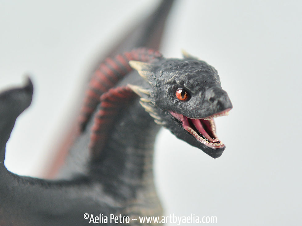 Thumbnail: Realistic Wyvern-Style Dragon - Black and Red Dragon - Custom Made-to-Order