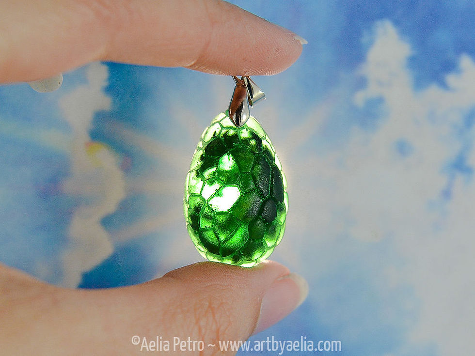 Medium Scaled Green Dragon Egg Necklace - In Stock and Ready to Ship