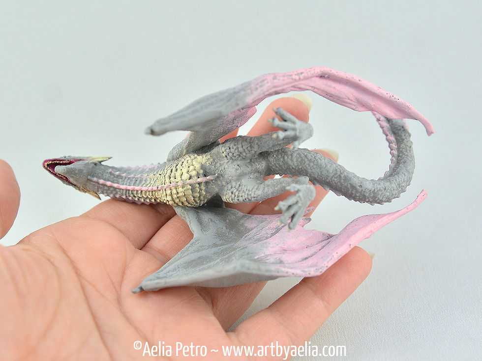 Thumbnail: Realistic Wyvern-Style Dragon - Grey and Pink Dragon - Custom Made-to-Order