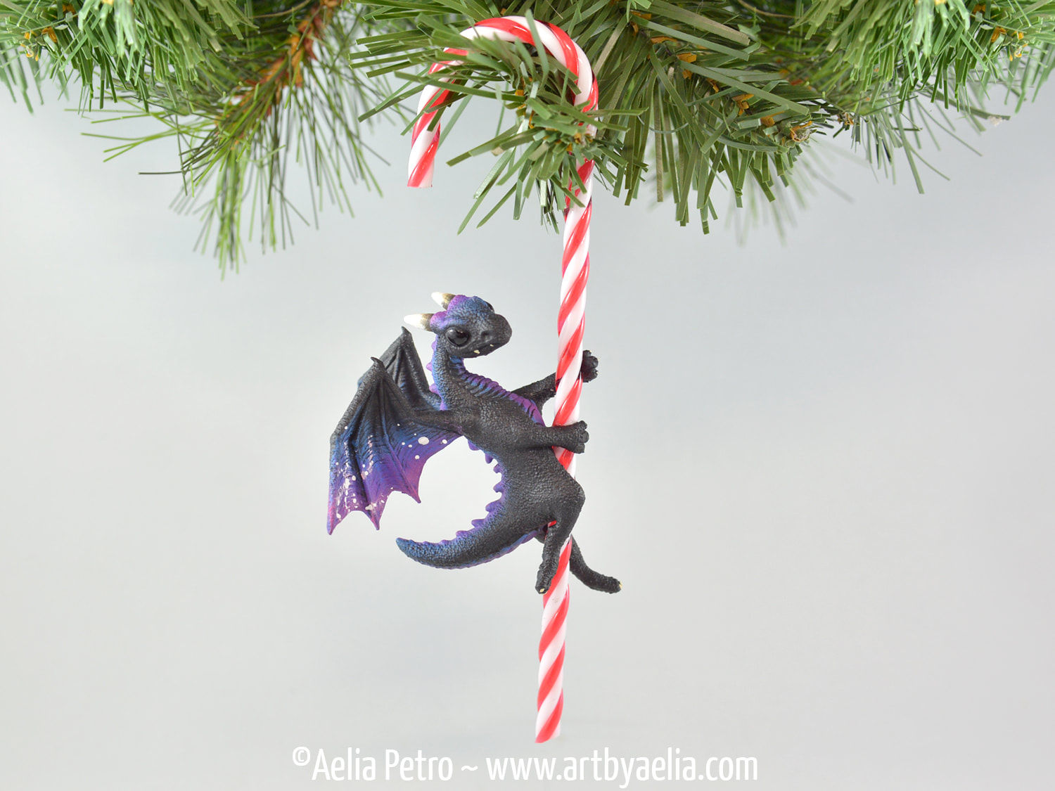 Candy Cane Dragon Ornament - Galaxy Dragon - IN STOCK and Ready to Ship