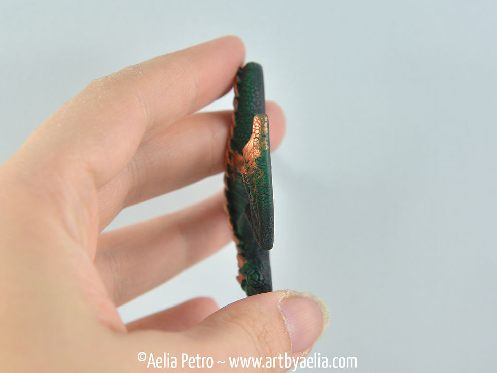 Thumbnail: Hanging Dragon Necklace - Green and Bronze Dragon