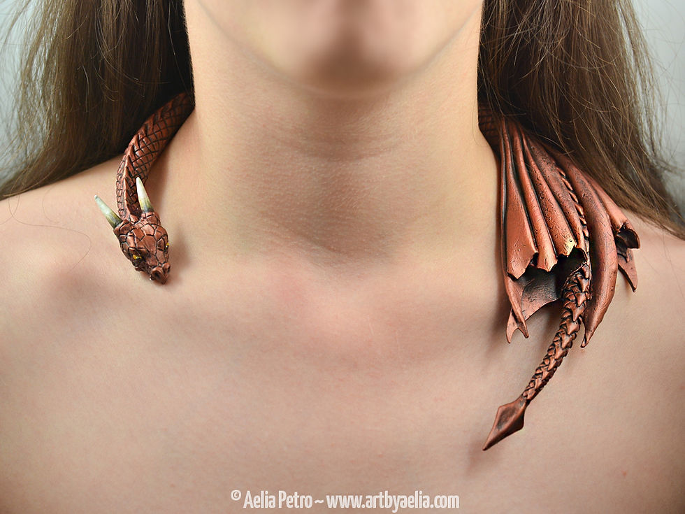 Antique Copper Dragon Draper Necklace - IN STOCK and Ready to Ship