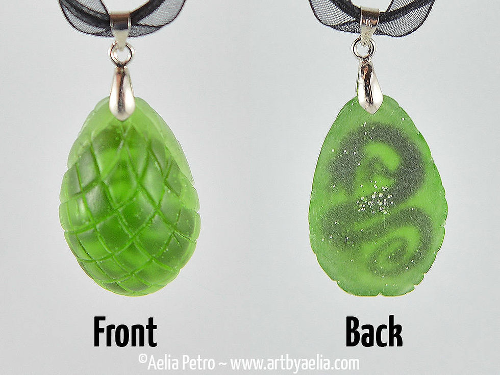 Thumbnail: Large Scaled Green Chinese Dragon Egg Necklace - In Stock and Ready to Ship