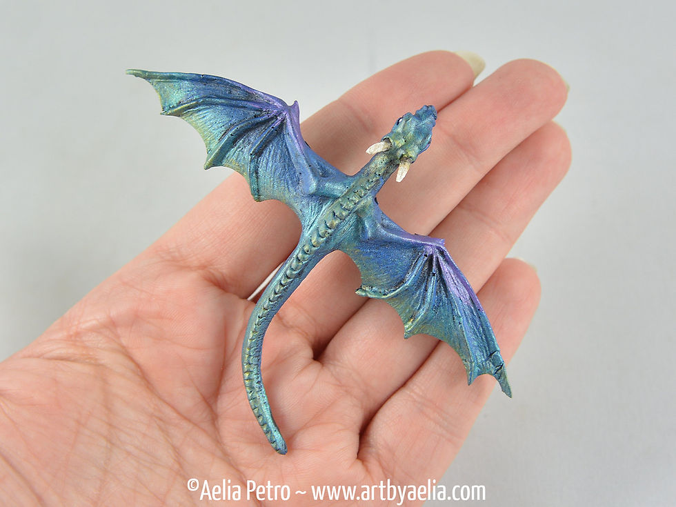 Thumbnail: Hatchling Dragon Barrette - Aurora Borealis Dragon - Pre-Order
