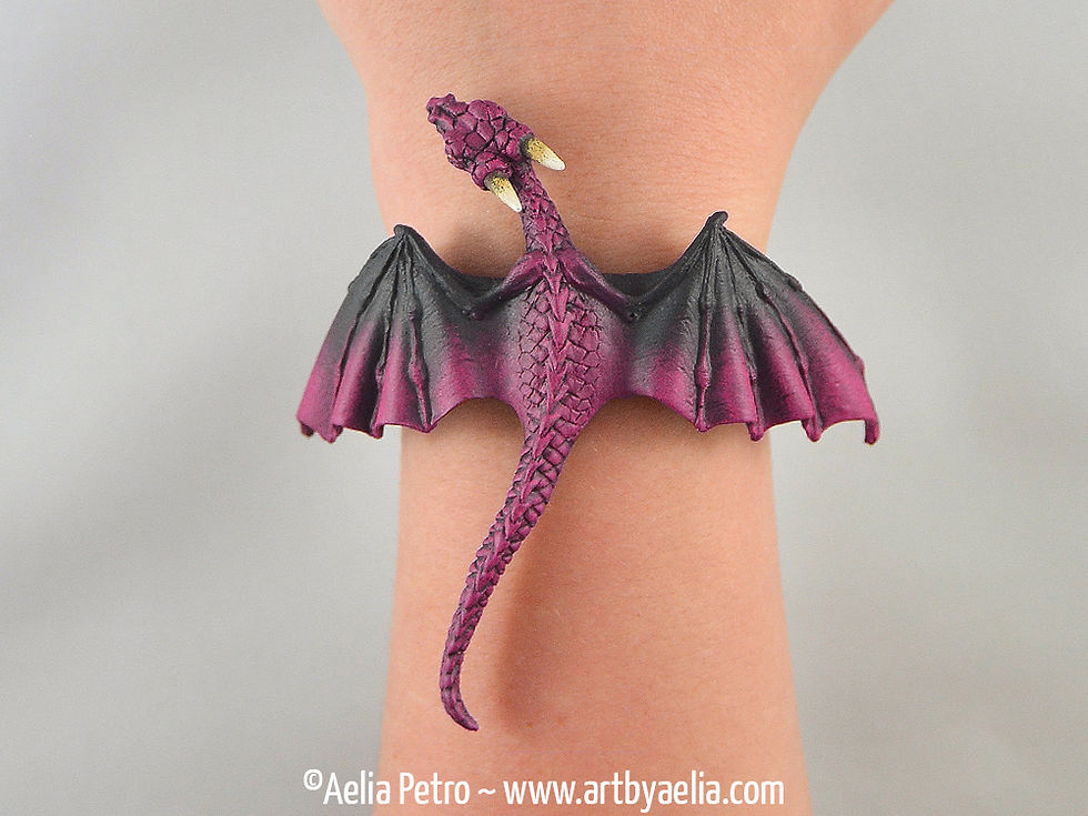 Thumbnail: Custom Made Dragon Bracelet - Black and Magenta Dragon Pre-Order