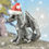 Thumbnail: Santa Hat Snap Dragonet - Antique Silver Dragon - In Stock and Ready to Ship