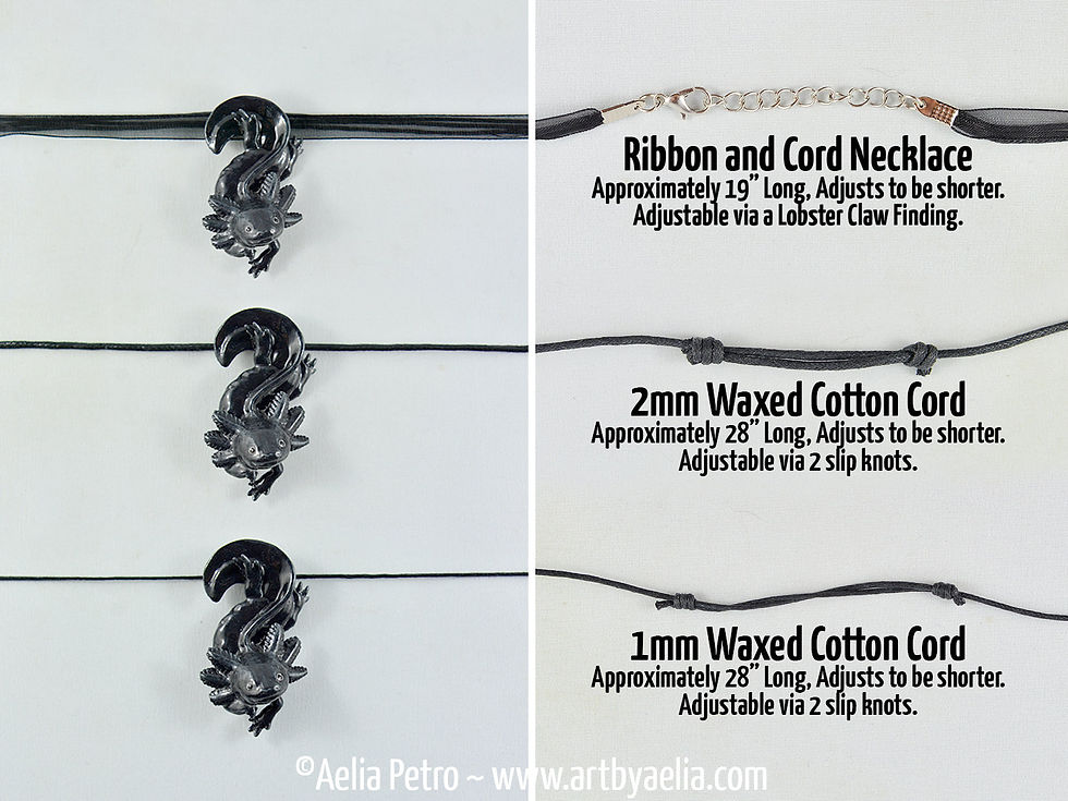 Thumbnail: Melanistic Axolotl Necklace - Black Axolotl - PRE ORDER Shipping in 2-4 Weeks