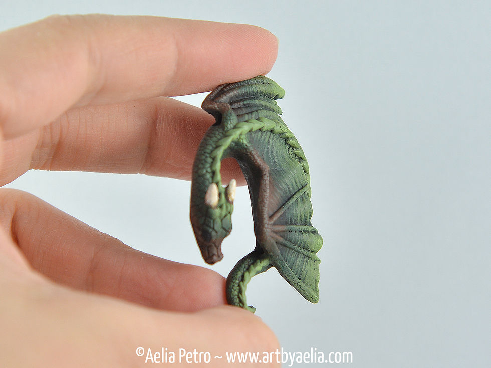Thumbnail: Resting Dragon Necklace - Earth Elemental Dragon