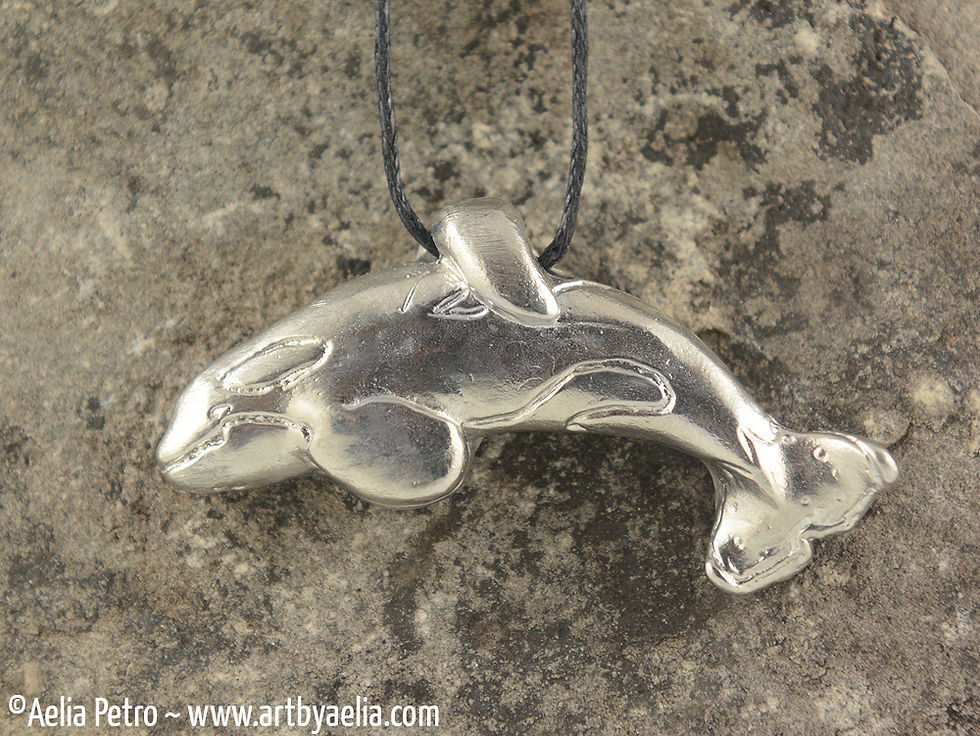 Thumbnail: Pewter Keiko Orca (Killer Whale) Necklace