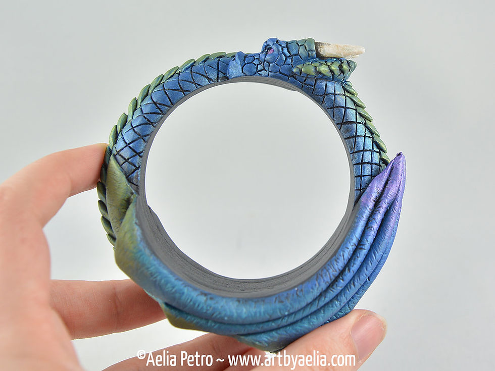 Thumbnail: Dragon Bangle Bracelet - Aurora Borealis Dragon - PRE-ORDER