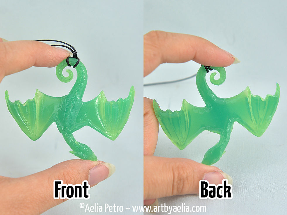 Thumbnail: Faux Jade Hanging Dragon Necklace - In Stock and Ready to Ship