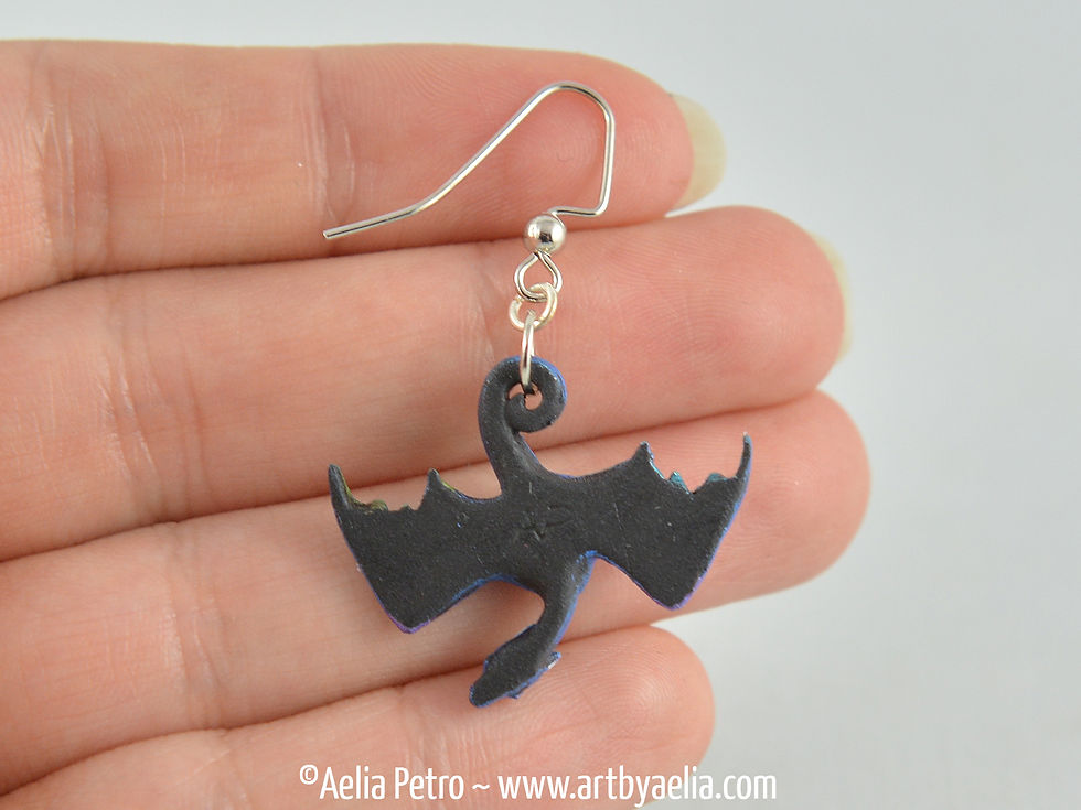 Thumbnail: Northern Aurora Borealis Hanging Dragon Earrings