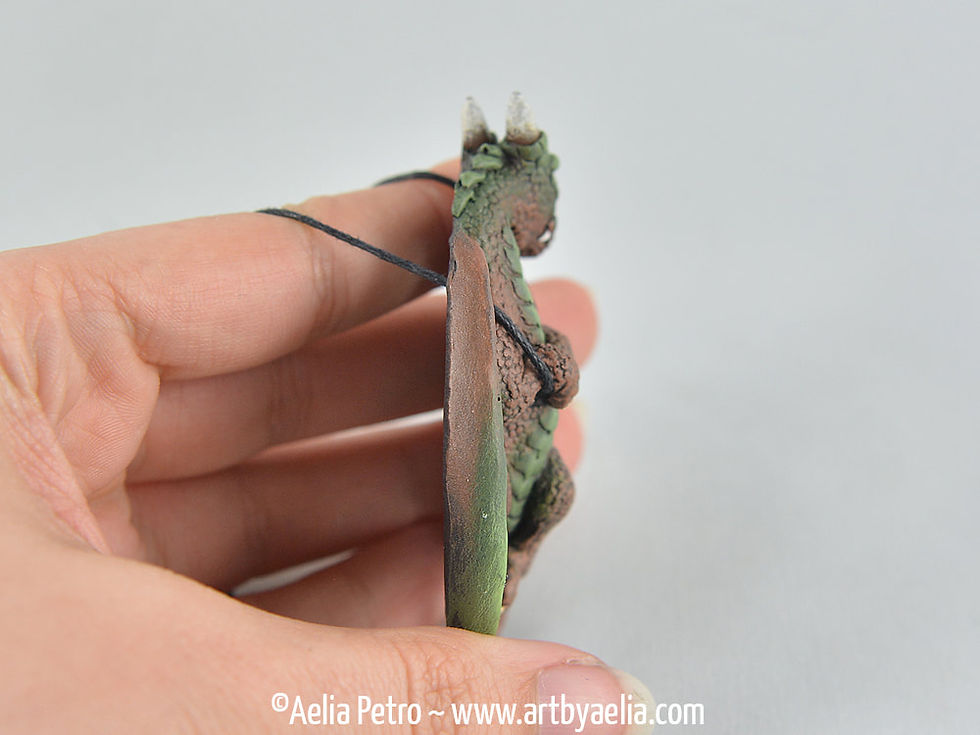 Thumbnail: Hang in there Baby Dragon Necklace - Earth Elemental - In Stock and Ready to