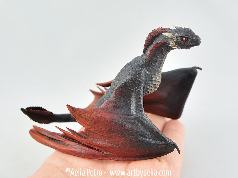 Realistic Wyvern-Style Dragon - Black and Red Dragon - Custom Made-to-Order