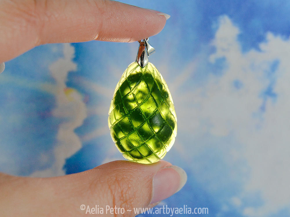Large Scaled Green Chinese Dragon Egg Necklace - In Stock and Ready to Ship
