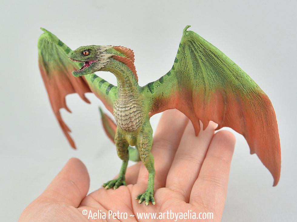 Realistic Wyvern-Style Dragon - Green and Bronze Dragon - Custom Made-to-Order