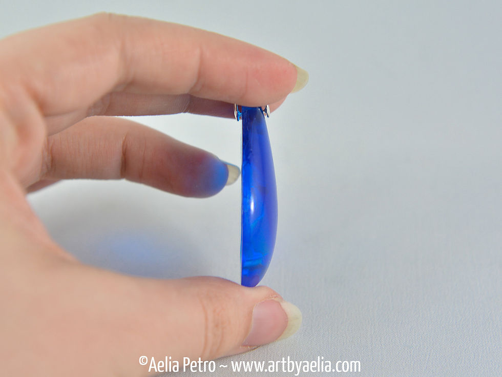 Thumbnail: Orca Intaglio Pendant - Dark Blue Dragon Glass Necklace - In Stock and Ready to