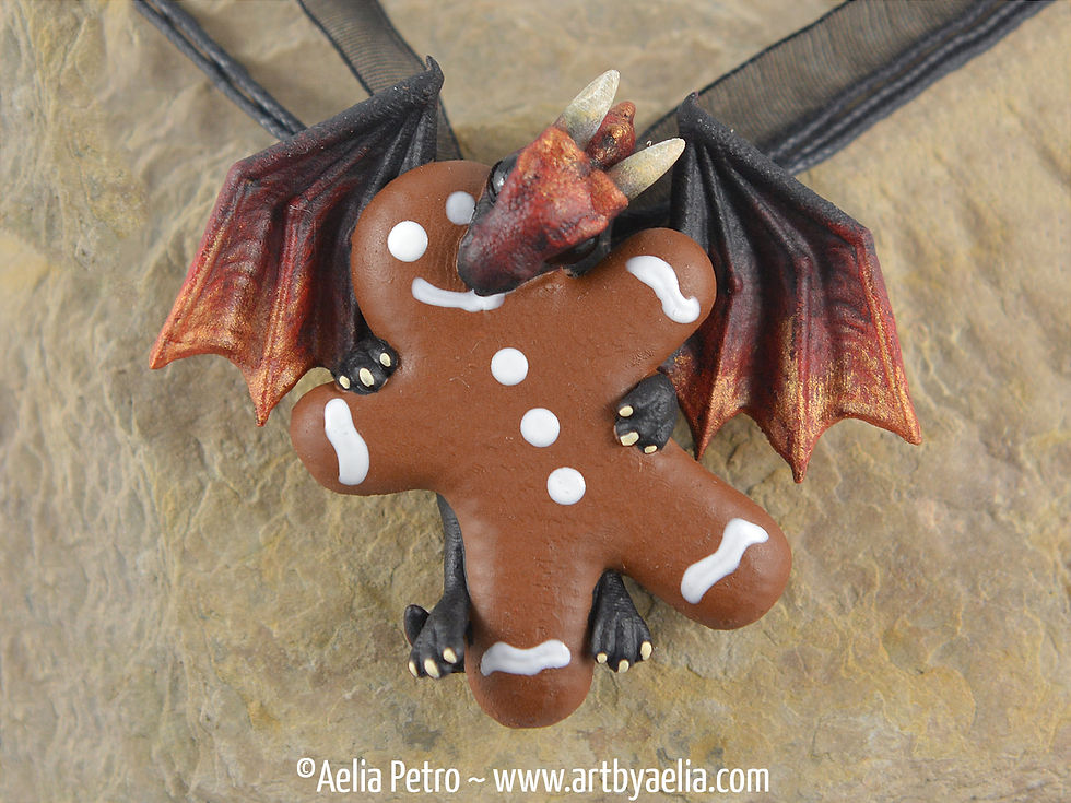 Gingerbread Dragon Necklace - Burning Ember - PRE ORDER - Shipping in 2-4 Weeks