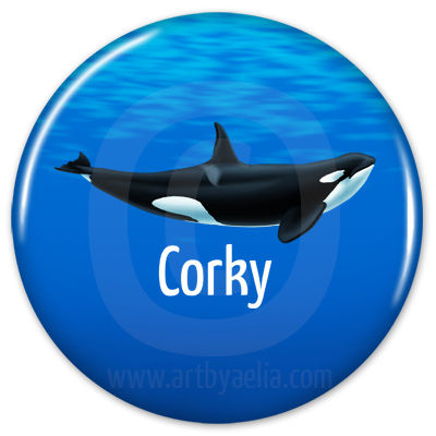 Orca Button or Keychain - Corky