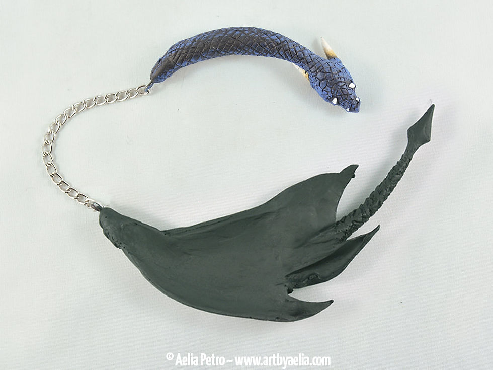 Thumbnail: Blue and Silver House Dragon Draper Necklace - IN STOCK and Ready to Ship