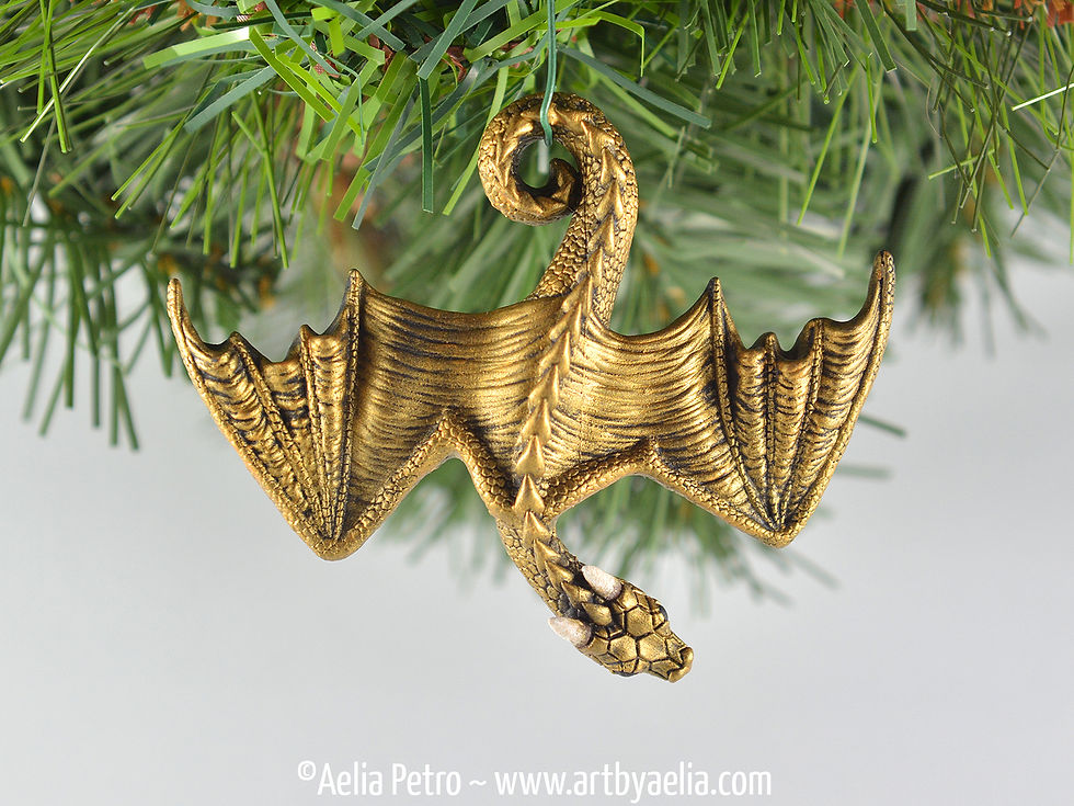 Hanging Dragon Ornament - Antique Gold Dragon