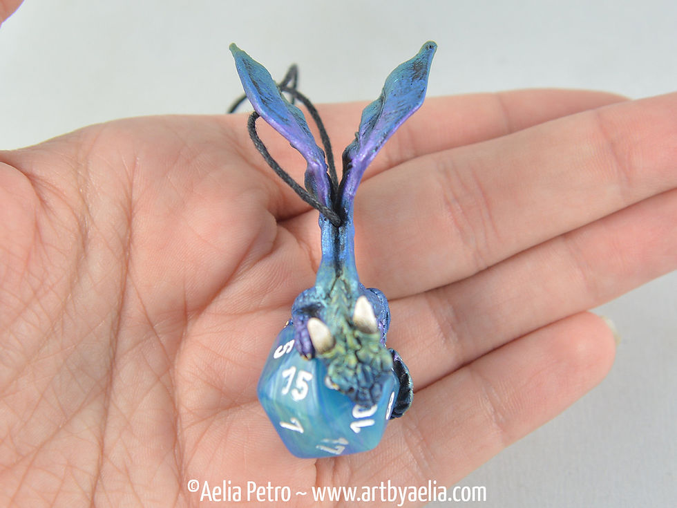 Thumbnail: D20 Dice Dragon Necklace - Aurora Borealis - PRE-ORDER Shipping in 4-6 Weeks