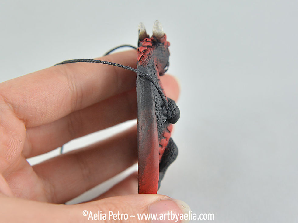 Thumbnail: Hang in there Baby Dragon Necklace - Fire Elemental - In Stock and Ready to Ship