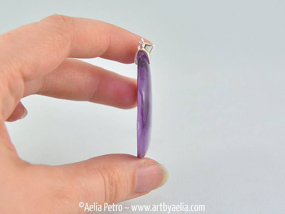 Thumbnail: Purple Dragon Glass Necklace - Ferret Intaglio Pendant - In Stock and Ready to