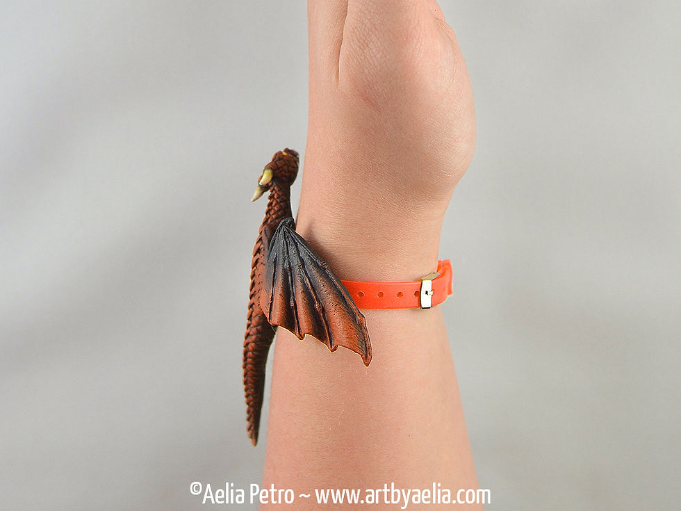 Thumbnail: Custom Made Dragon Bracelet - Black and Orange Dragon Pre-Order