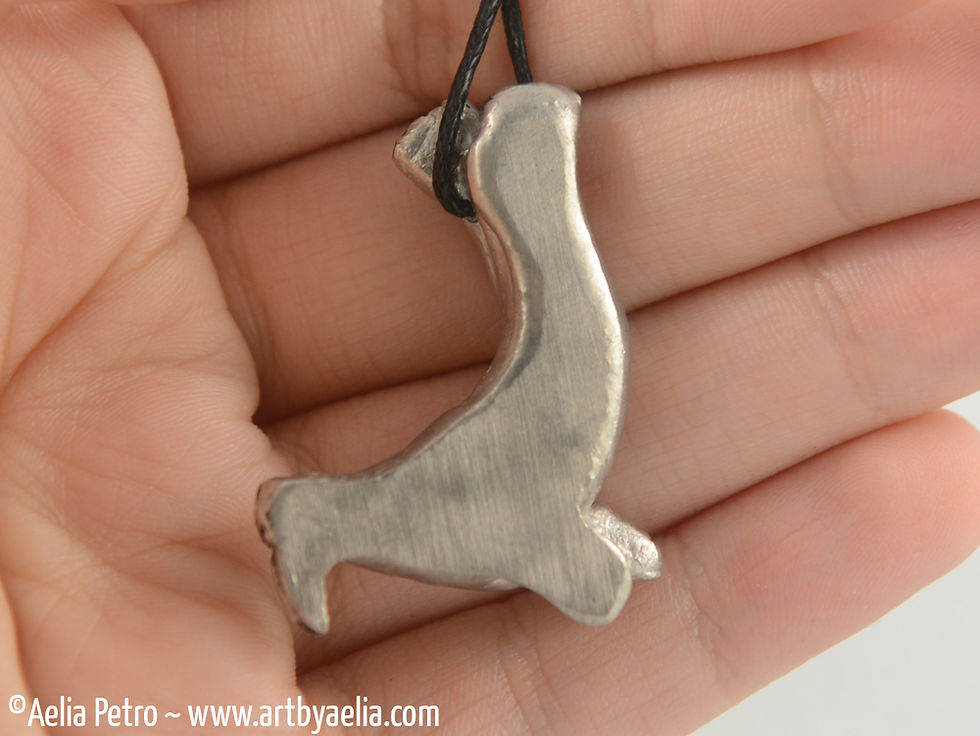 Thumbnail: Pewter Diving Walrus Necklace