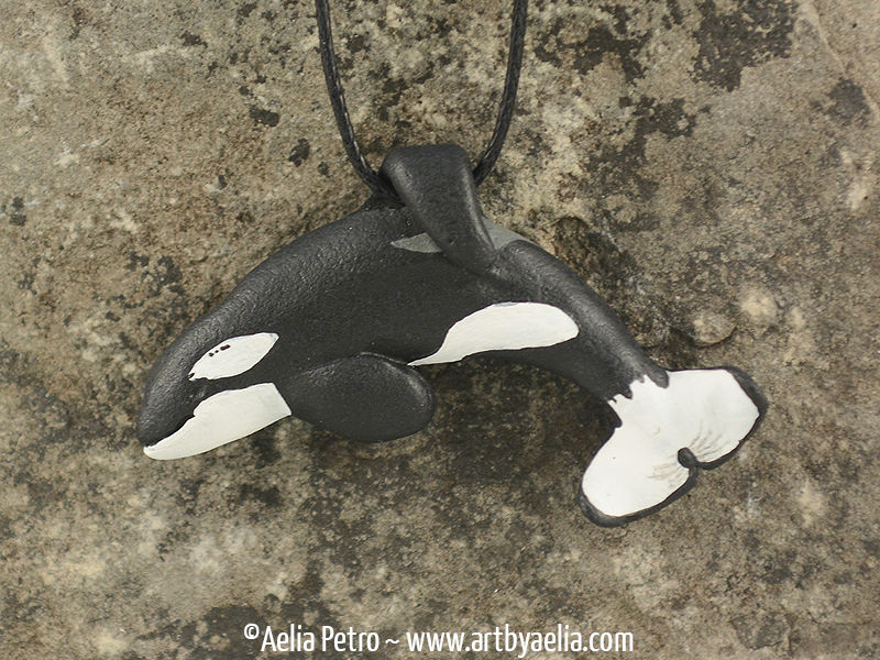 Painted Resin Tilikum (Tilly) Orca Necklace