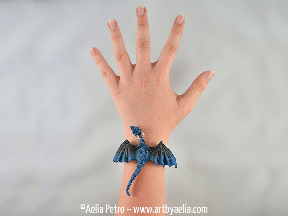 Thumbnail: Custom Made Dragon Bracelet - Black and Blue Dragon Pre-Order