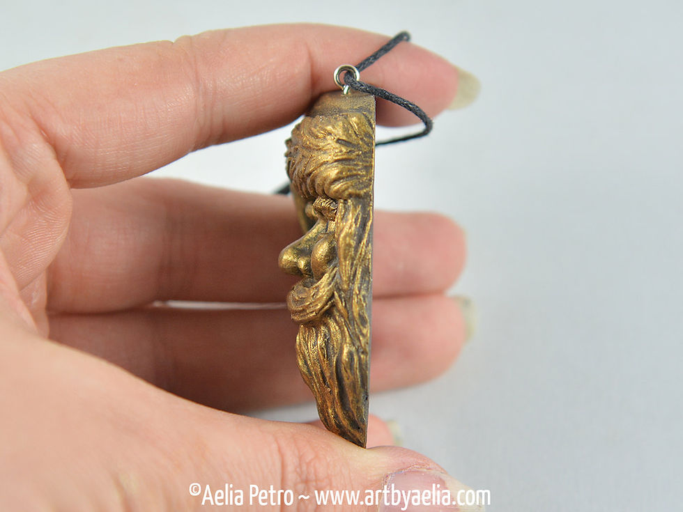 Thumbnail: Antique Gold Resin Santa Claus Ornament or Necklace