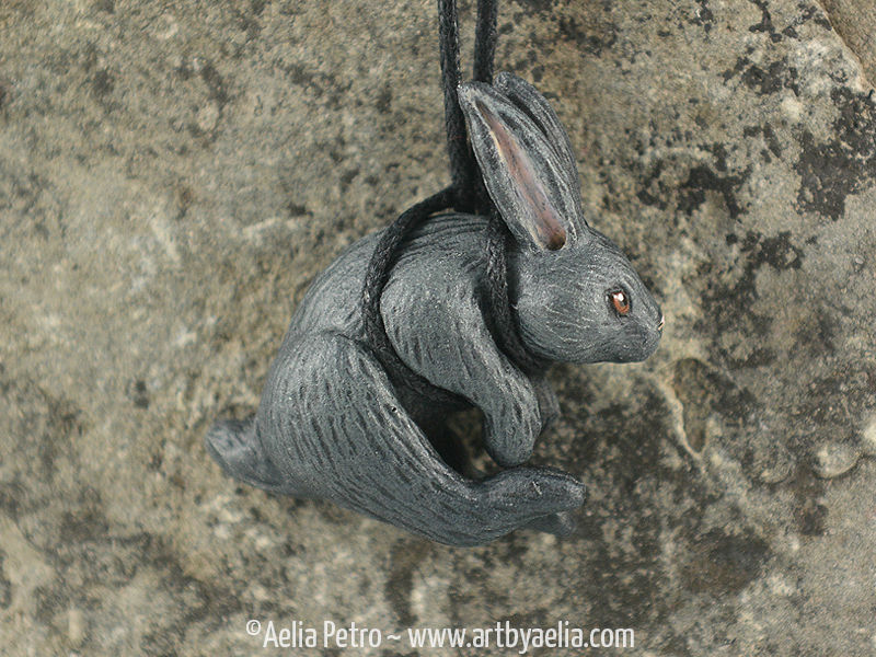 Resin Black Rabbit Necklace