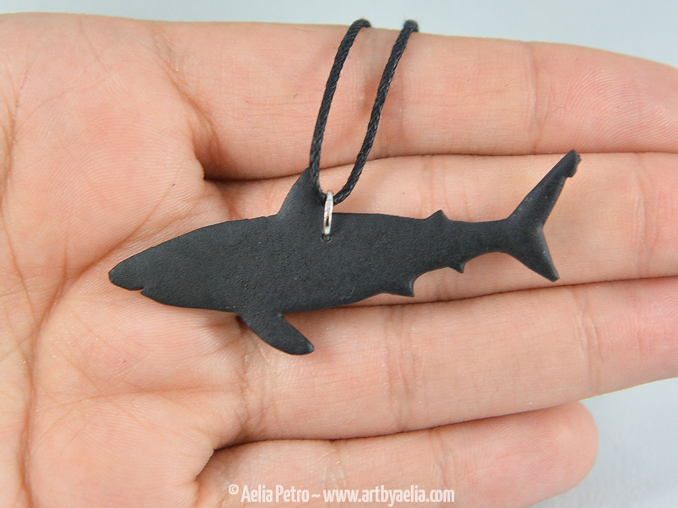 Thumbnail: Painted Resin Shark Skeleton Necklace