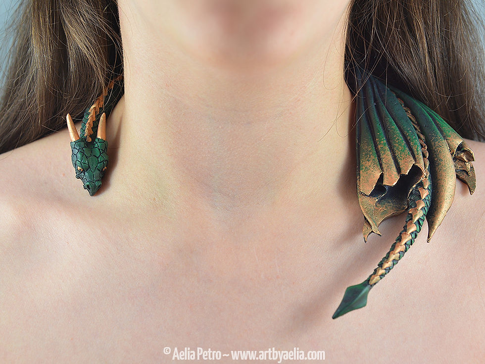 Dragon Draper Necklace - Rhaegal Inspired Dragon IN STOCK and Ready to Ship