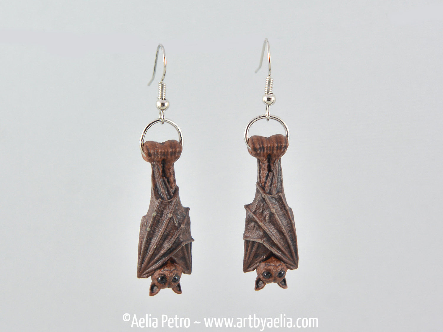 Brown Bat Earrings Earrings - Hanging Bats - IN STOCK and Ready to Ship