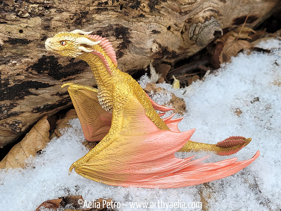 Thumbnail: Realistic Wyvern-Style Dragon - Gold and Pink Dragon - Custom Made-to-Order